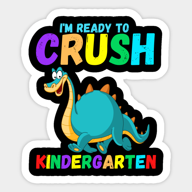 Kindergarten shirt boy I'm Ready To Crush Kindergarten T Rex Dino Holding Pencil T-Shirt Back to school shirt for boy Sticker by divawaddle